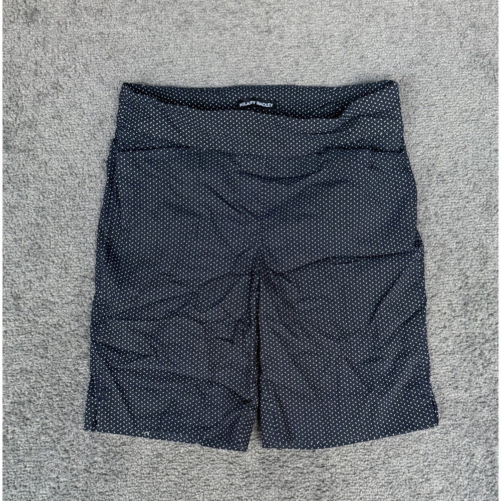 Hilary Radley Navy White Dash Print Pull On Bermuda Shorts Small D3994-E2318